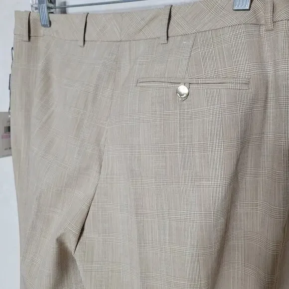 NWT Calvin Klein Suits Modern Fit Beige Plaid High Rise Straight Dress Pants✨️6 - Picture 5 of 13